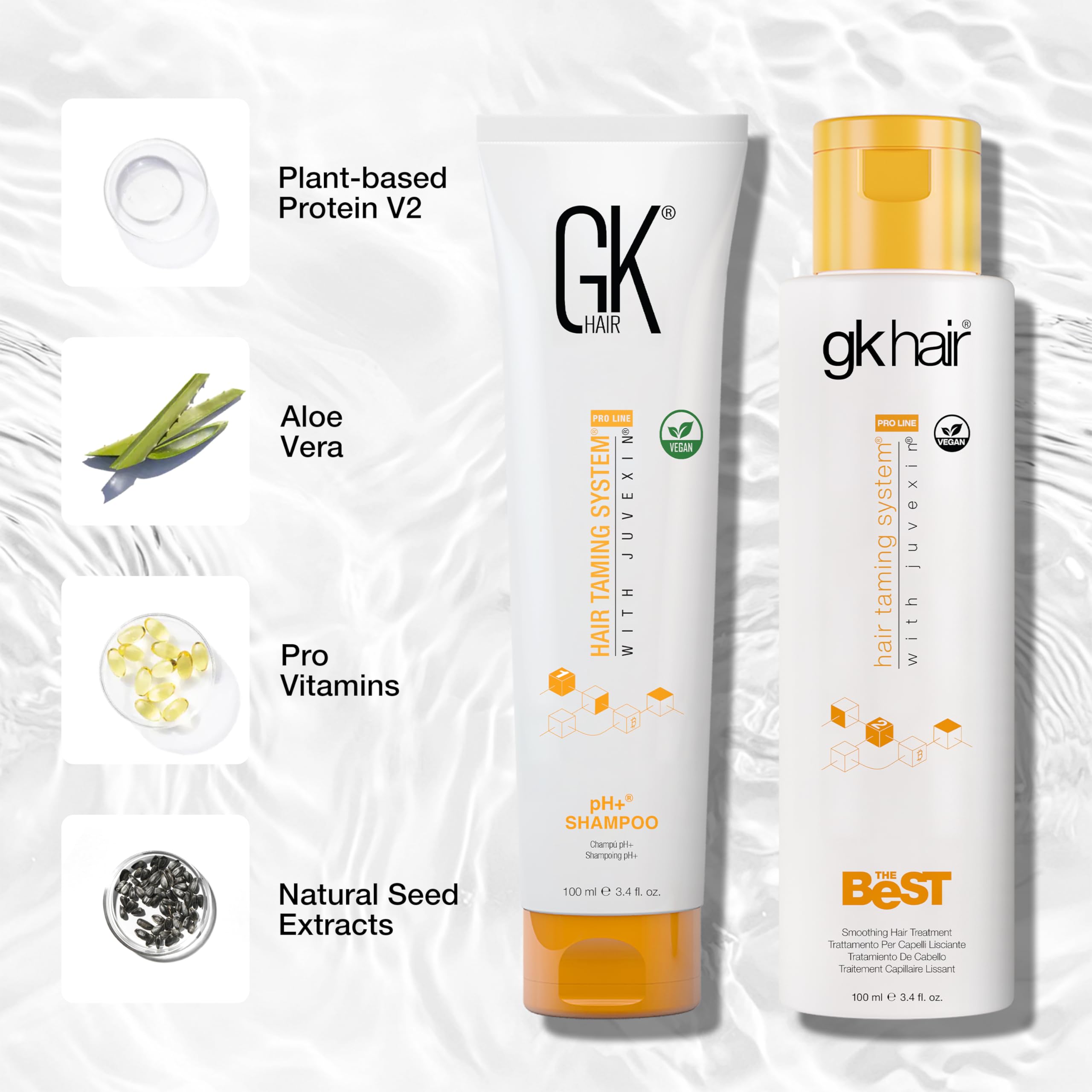 GK Hair frizz-reduit : maîtrise des frisottis et douceur.