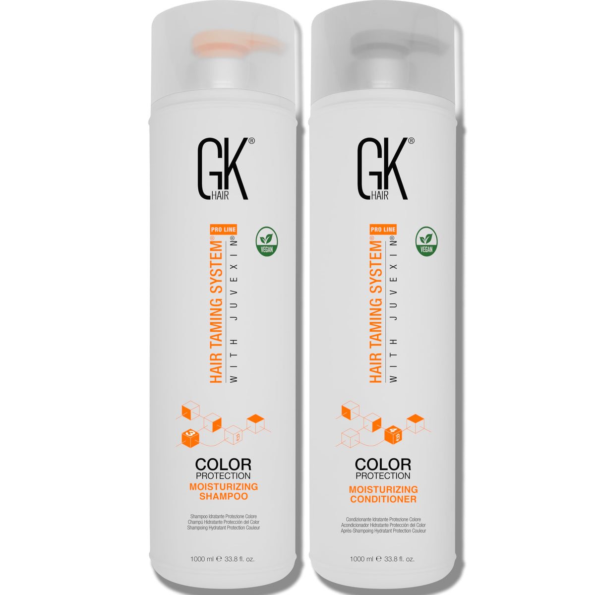 GK HAIR Shampoing hydratant en bouteille, nourrissant les longueurs et protégeant la couleur.