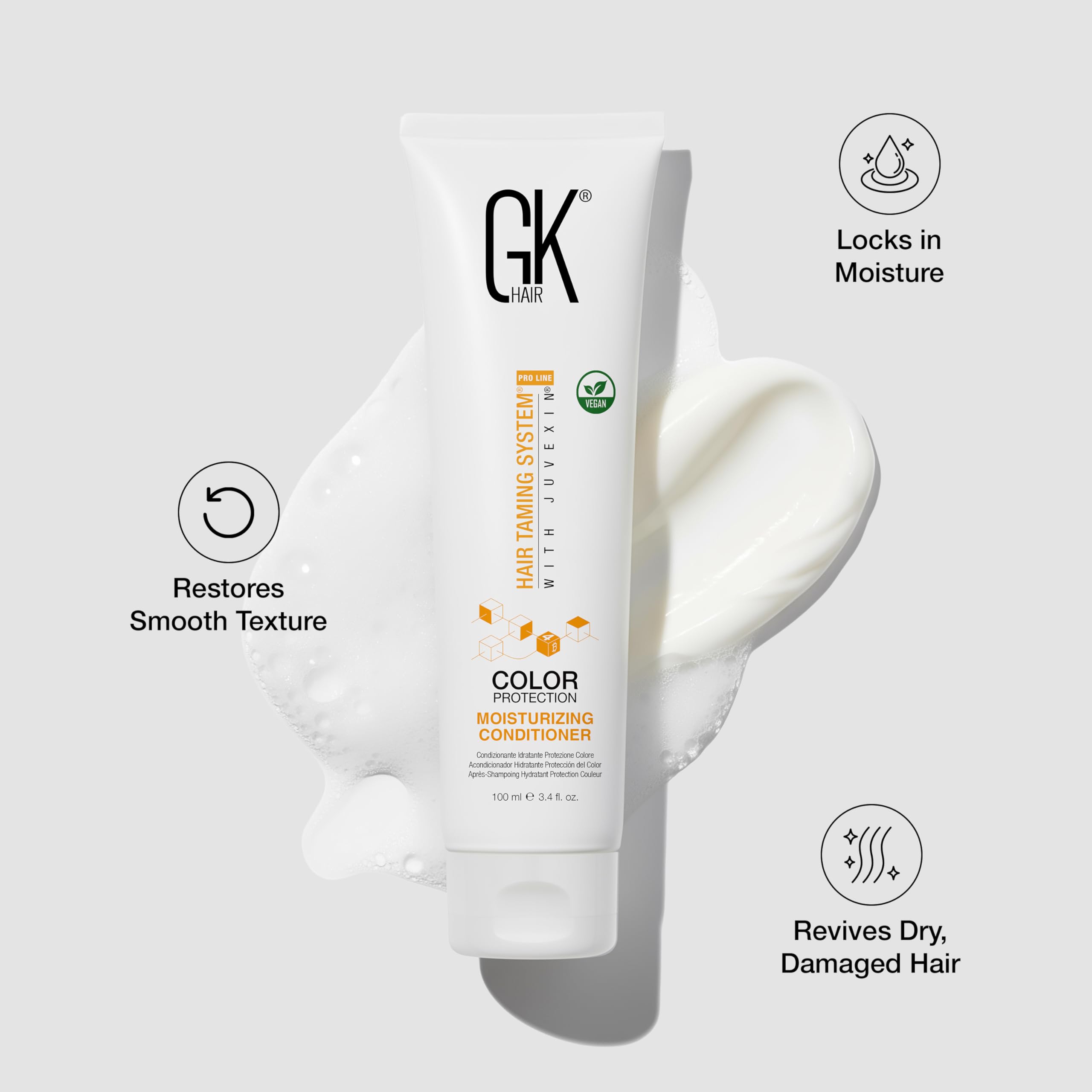 GK Hair bouteille conditionneur format voyage démêlage en douceur.