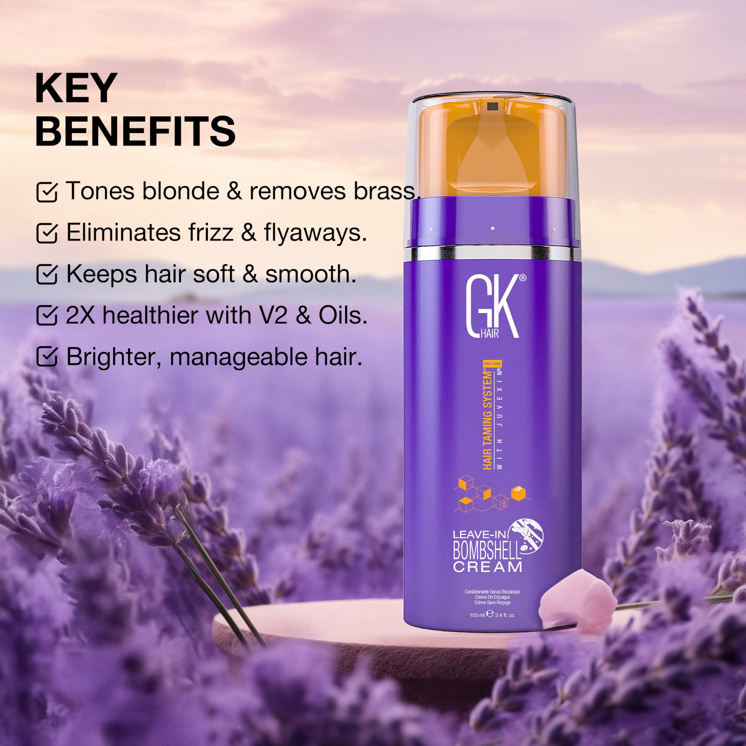 GK HAIR Bombshell: coiffage quotidien facilité, blond contrôlé sans effort.