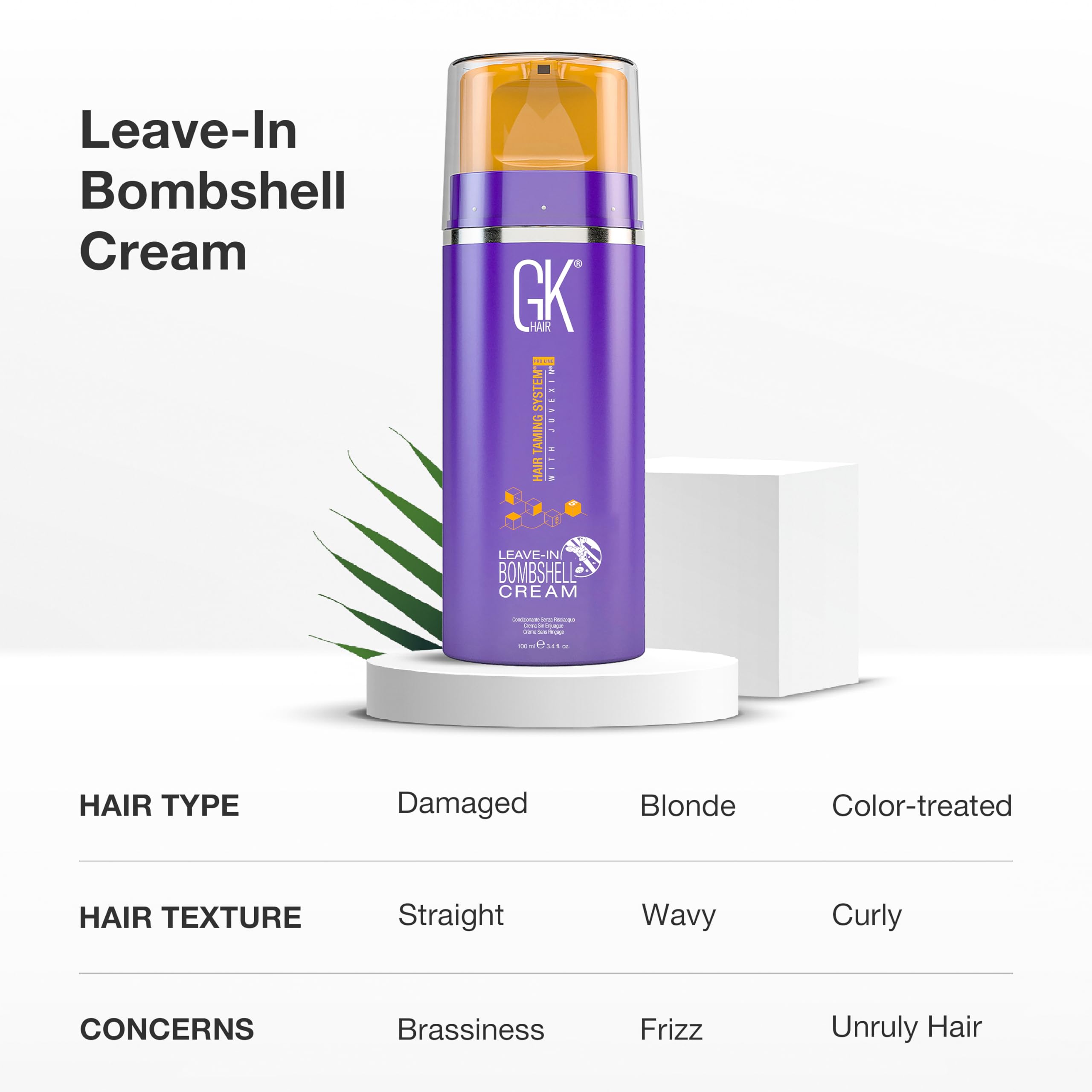 GK HAIR Bombshell: teinte violet neutralise les tons jaunes pour blond lumineux.