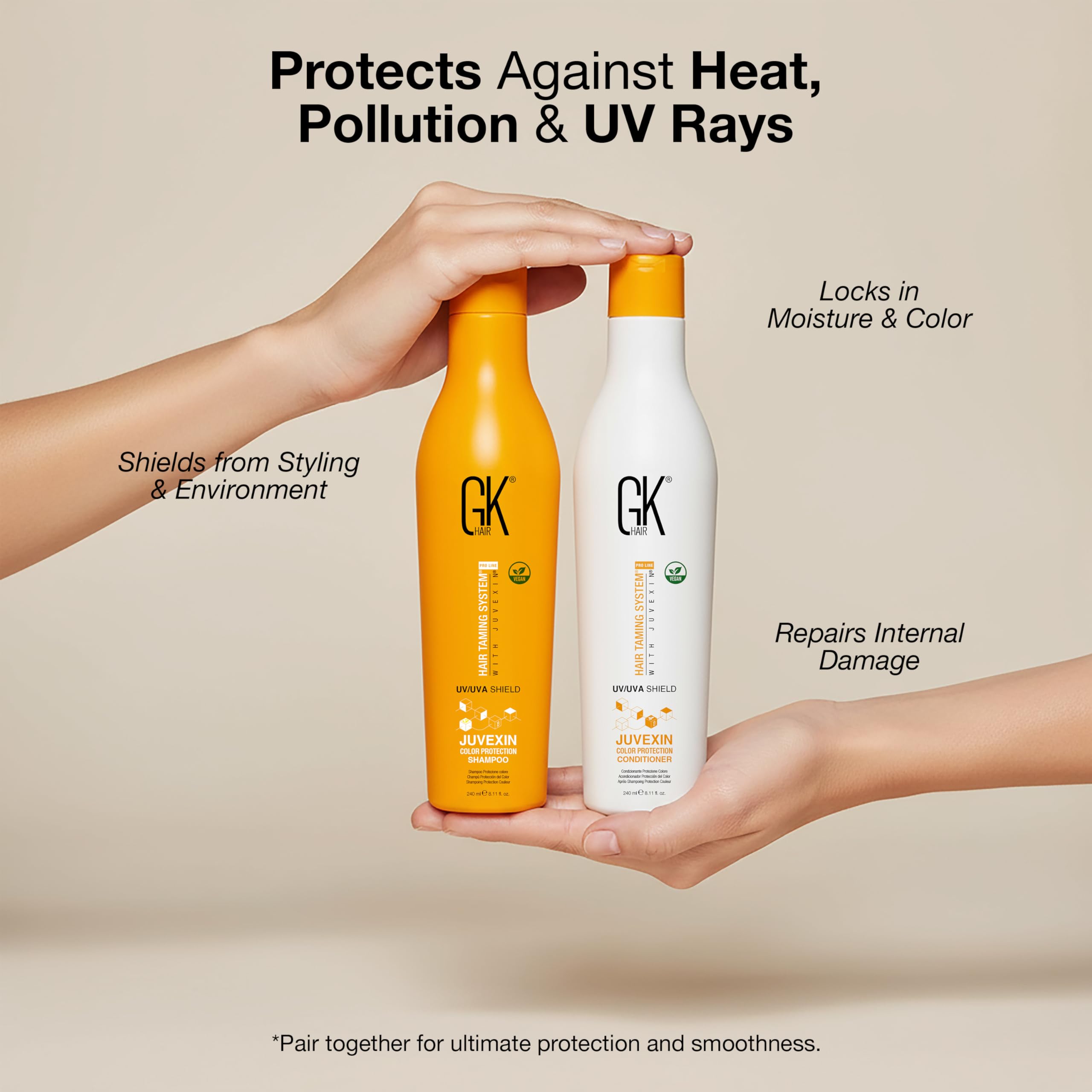 GKHair Shield Conditioner, flacon-cheveux-hydrates, démêle et nourrit les longueurs en douceur.
