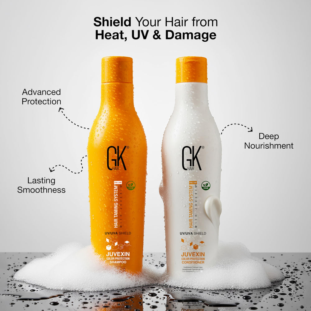 GKHair Shield Shampoo, flacon-anti-frizz, aide à dompter les frisottis et améliore la texture.