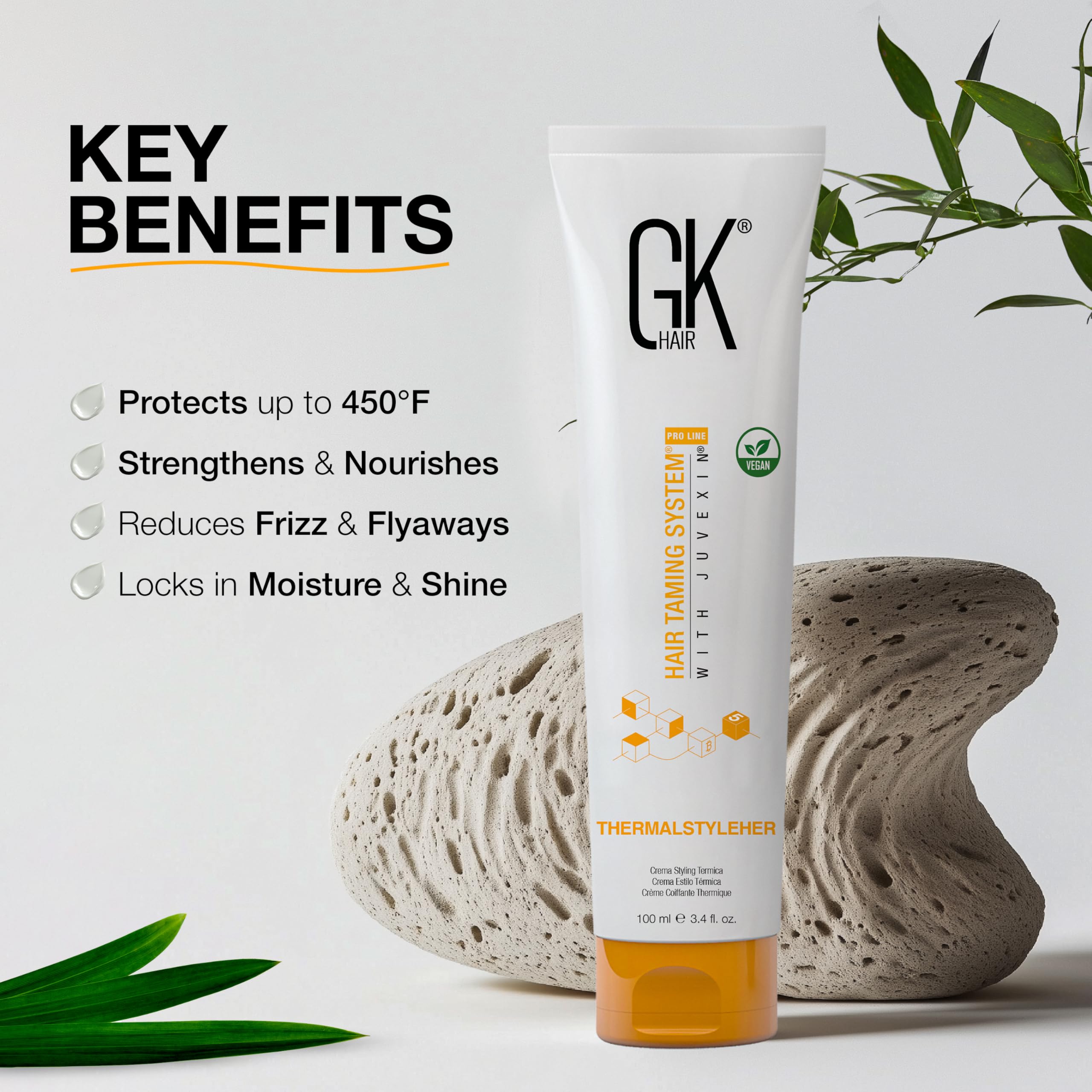 Cheveux lisses et soyeux après utilisation de GK Hair ThermalStyleHer