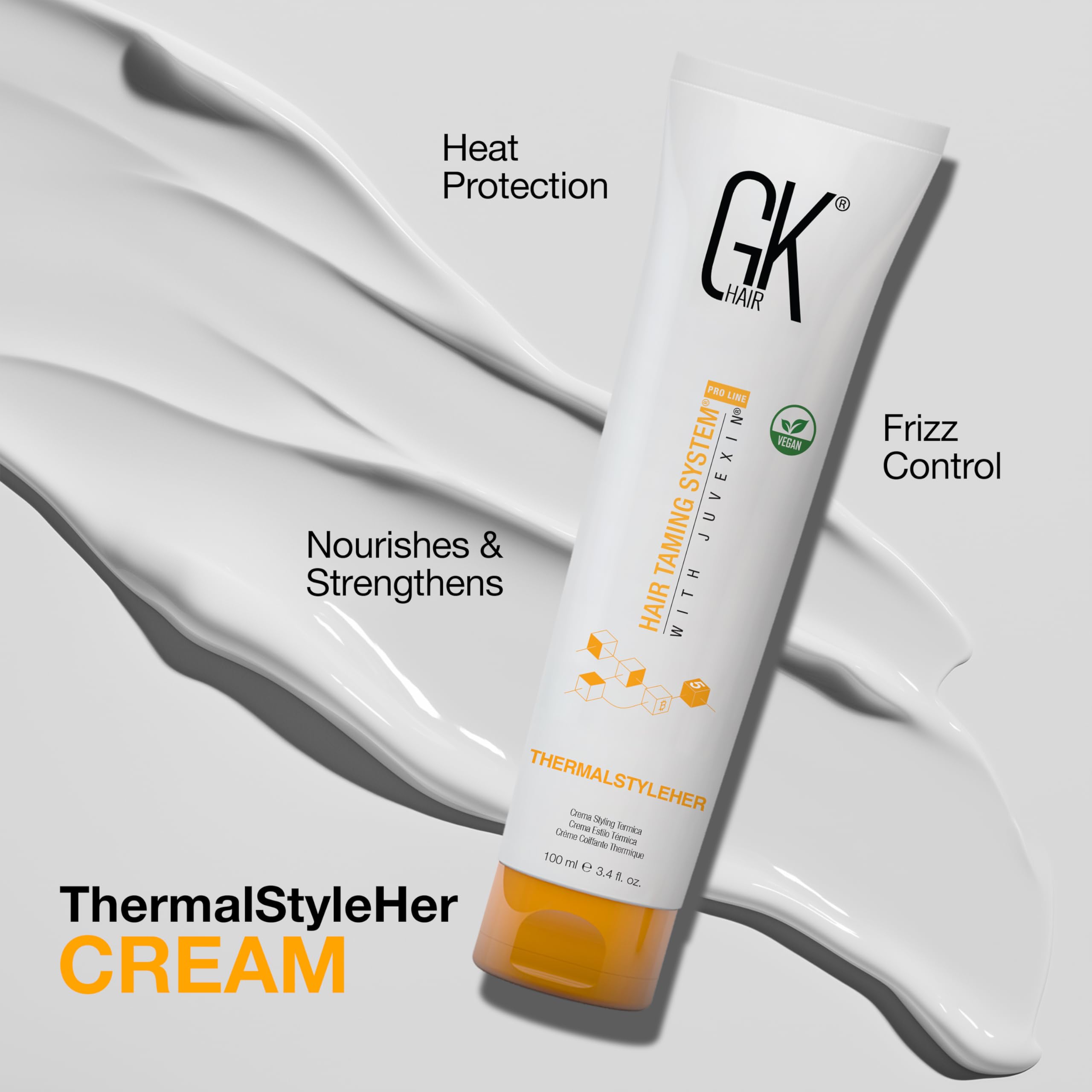 Protection anti frisottis avec GK Hair ThermalStyleHer sur les mèches