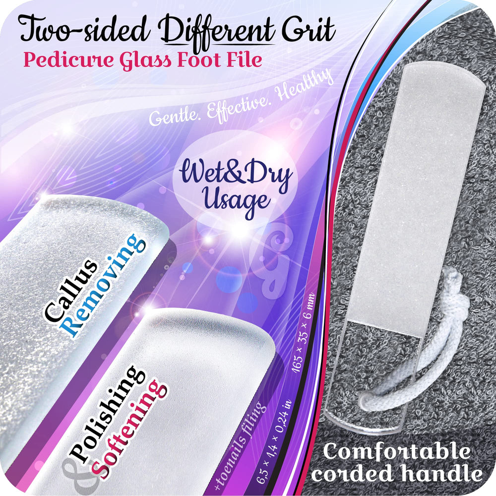 Gladzy lime verre tchèque grain fin pour soin précis des pieds.