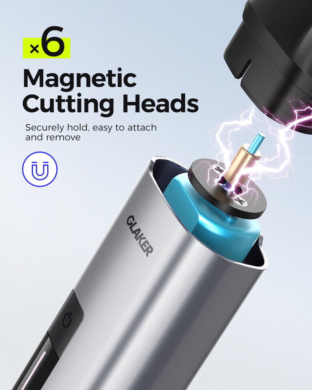 GLAKER tête-trimmer-magnetique amovible pour changement rapide et précis.