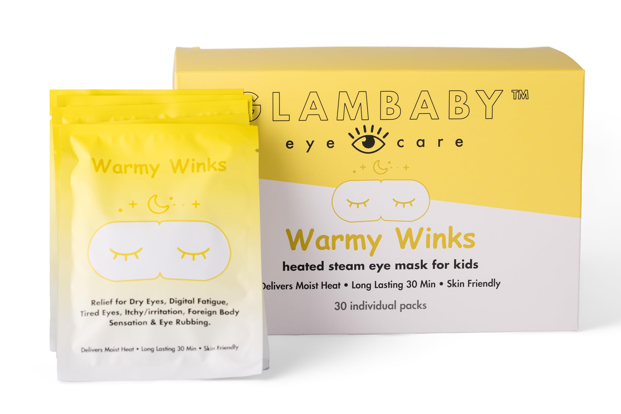 GlamBaby masque réconfort délicat autour des yeux, peau hydratée après usage.