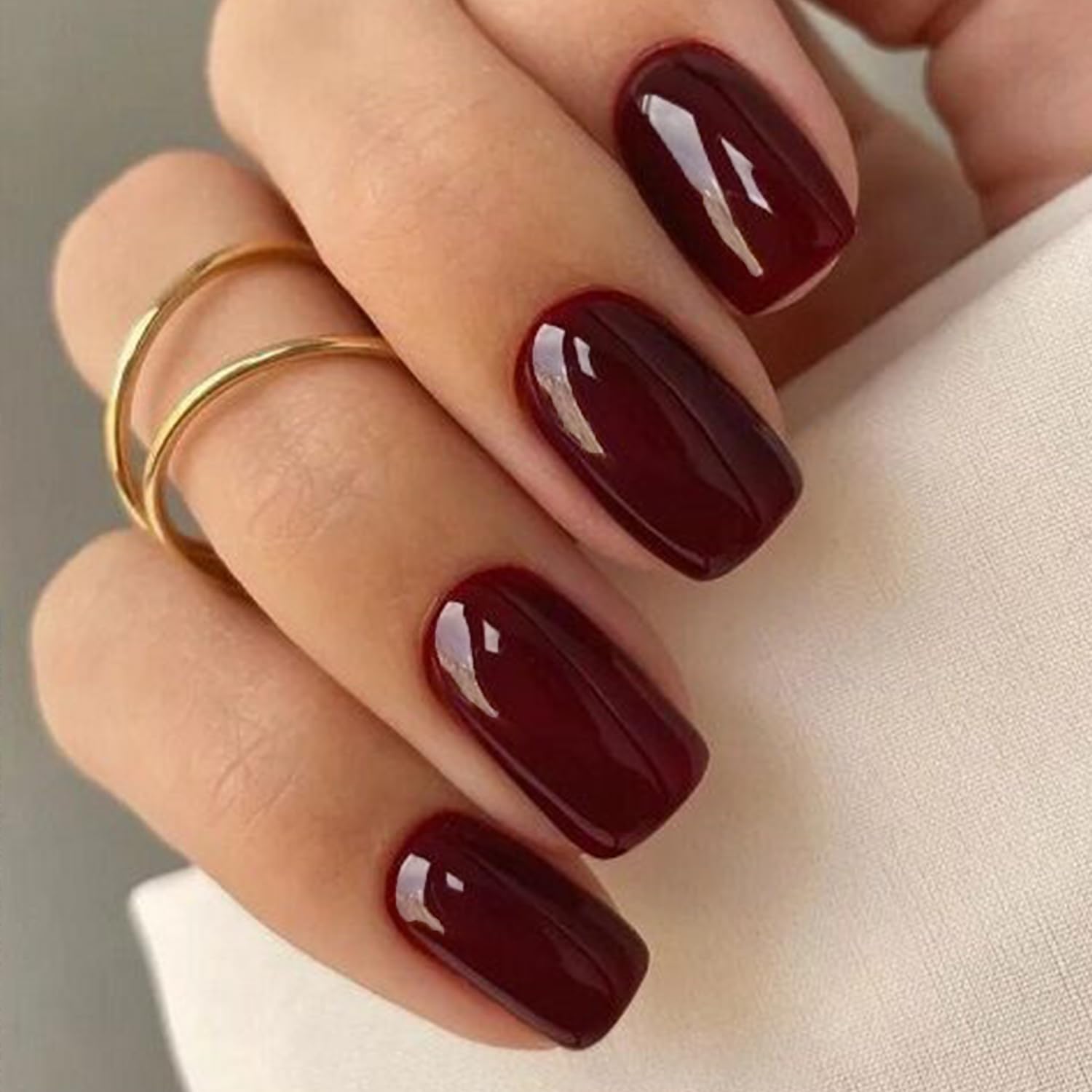 GLAMERMAID ongles presse-bordeaux carrés, présentation prête à porter à domicile