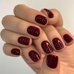 GLAMERMAID Burgundy extra-short ongles brillants, prêt-à-porter rapide et élégant.