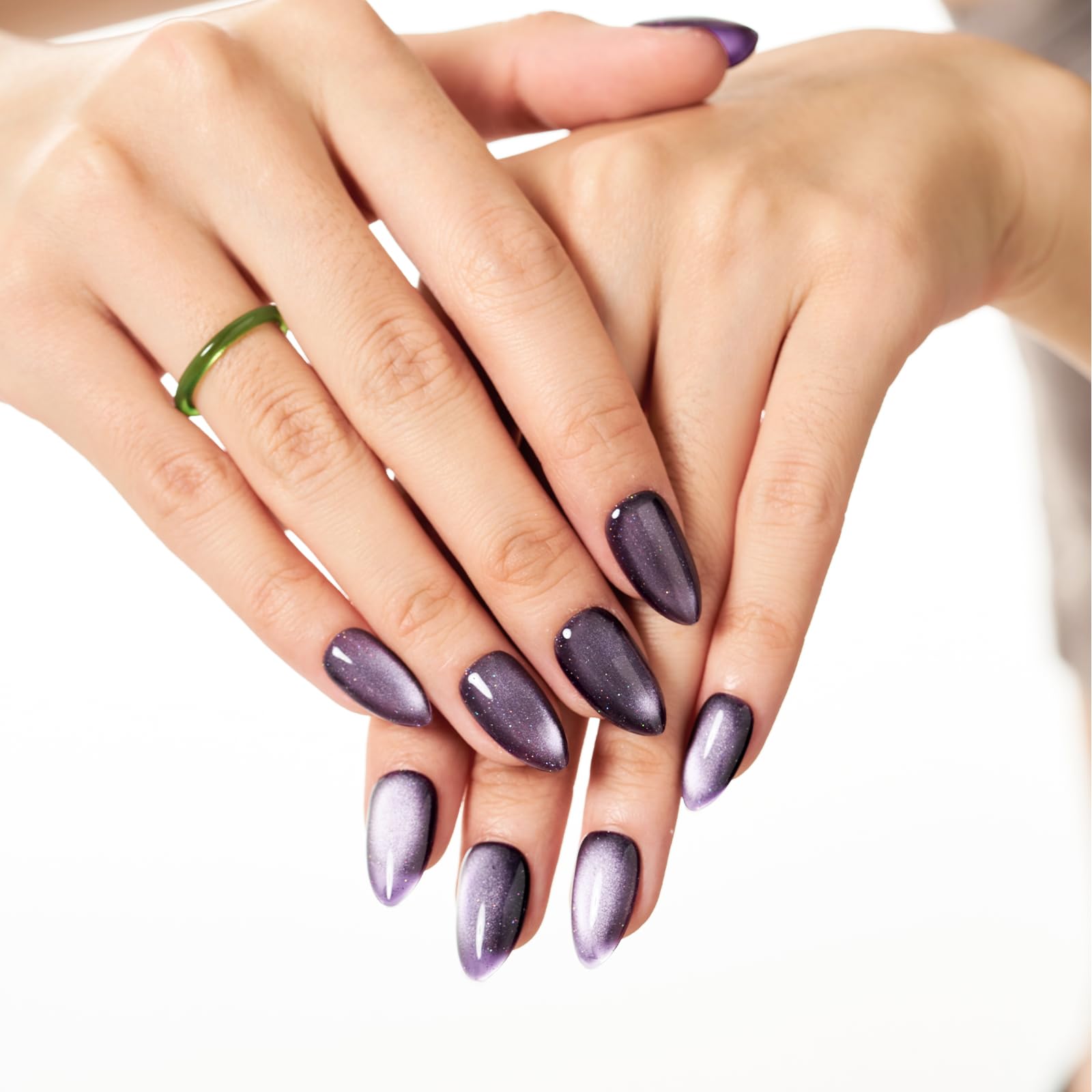 GLAMERMAID gel-finish nails with salon texture in medium oval for seamless natural look.