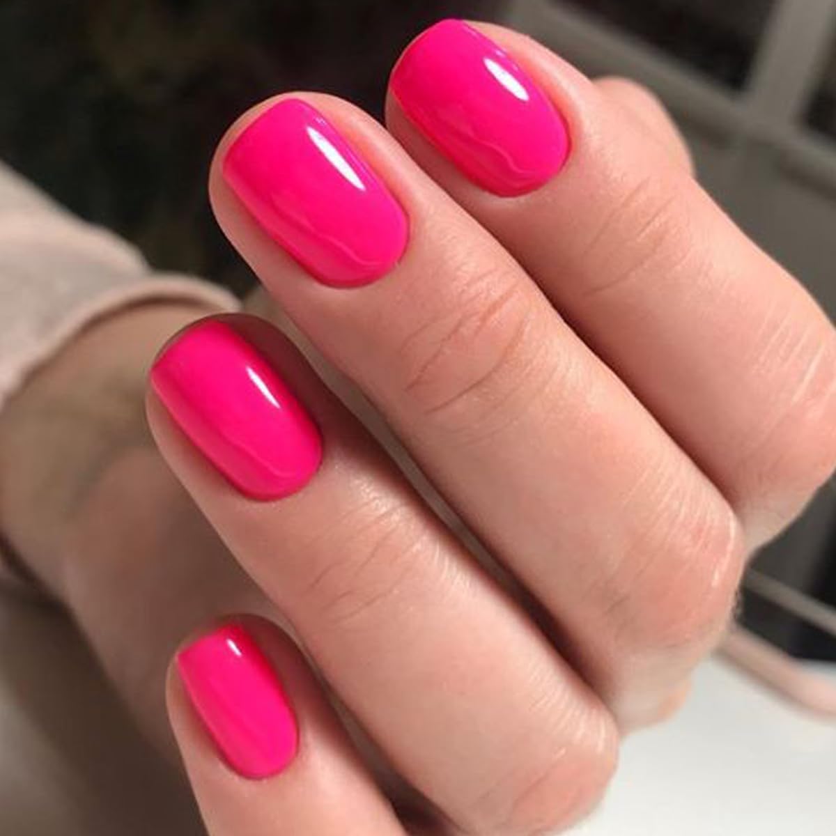 GLAMERMAID onglets à poser ultra-courts rose translucide brillant pour un look rapide et éclatant.