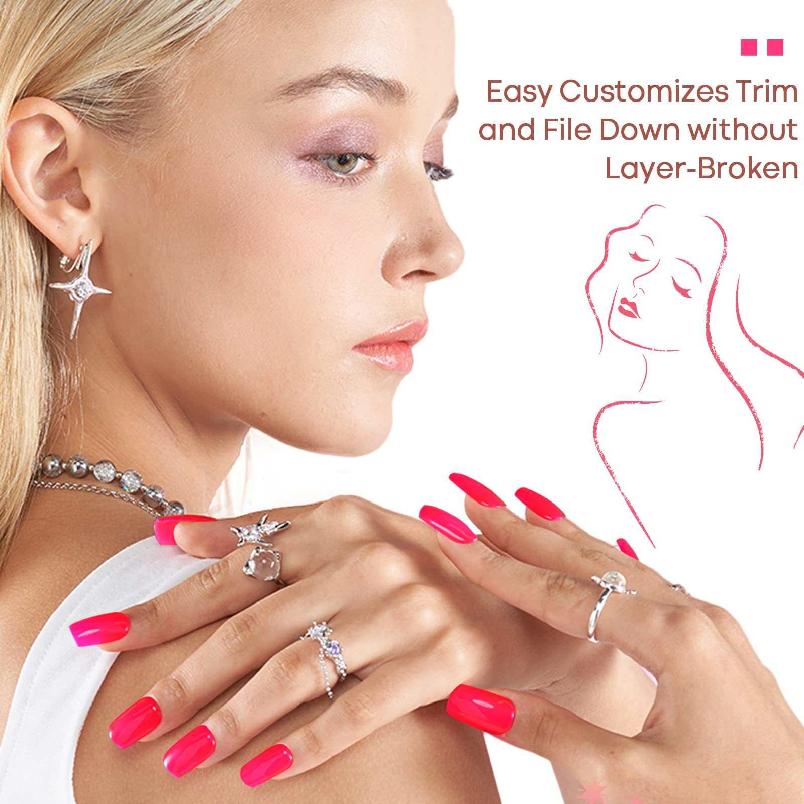 GLAMERMAID onglets adhesifs rose court pour look polyvalent