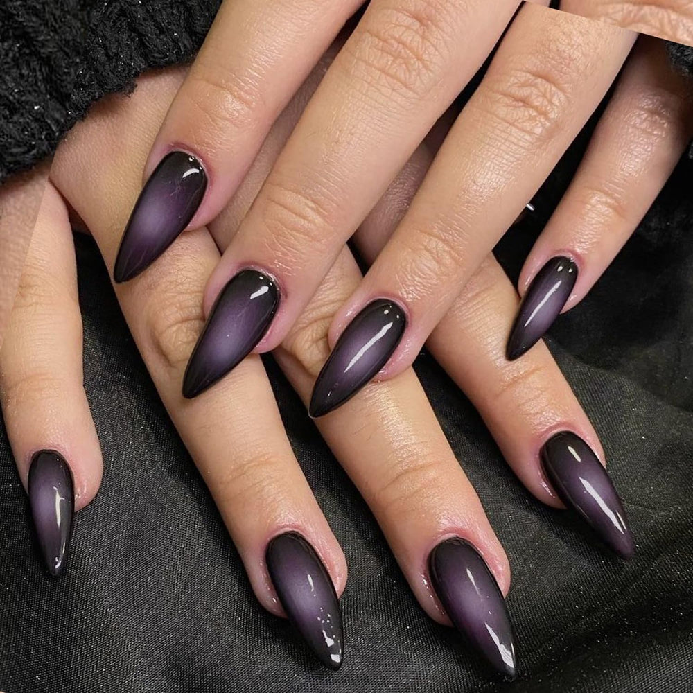 GLAMERMAID Aurora violette, faux ongles faciles à poser pour style éblouissant.