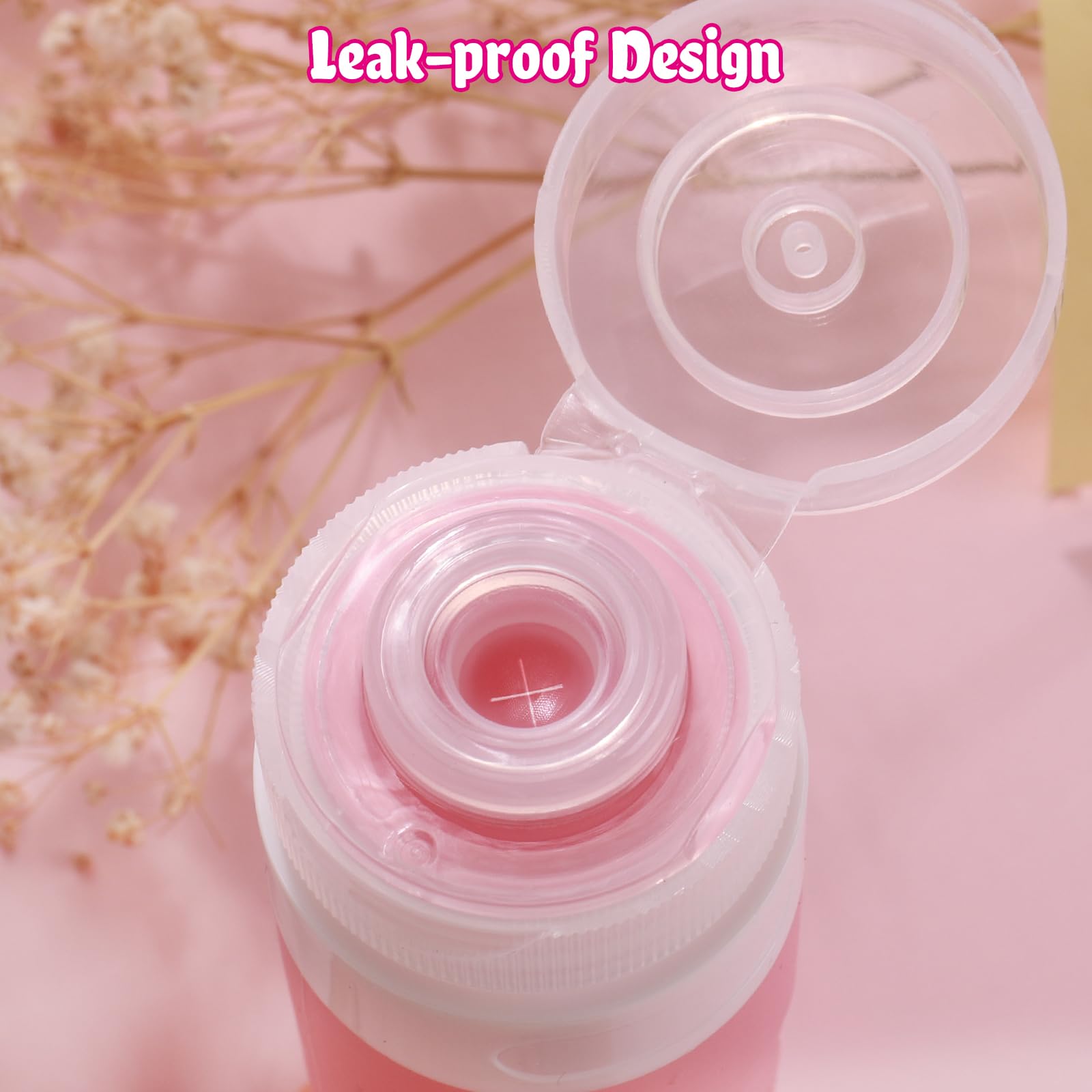 GLAMFIELDS bouteille anti-fuite rose 3oz, idéale pour vos liquides sans fuite.