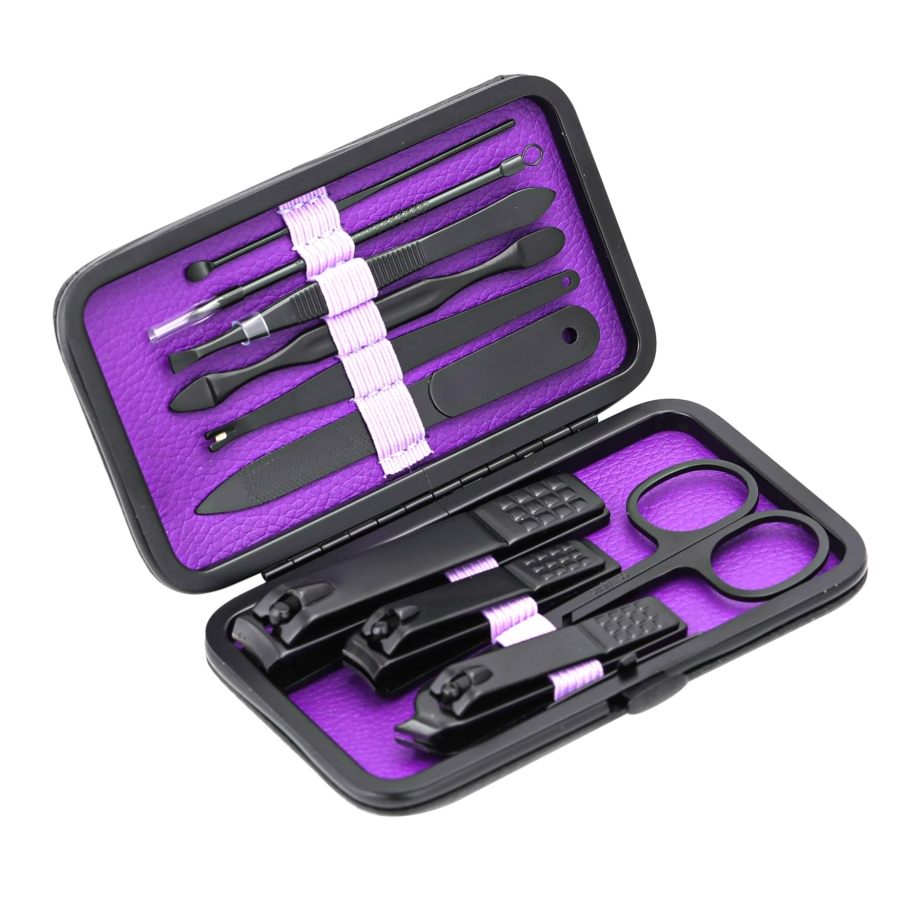 GLAMNE Étui en cuir violet portable pour transporter votre kit manucure.