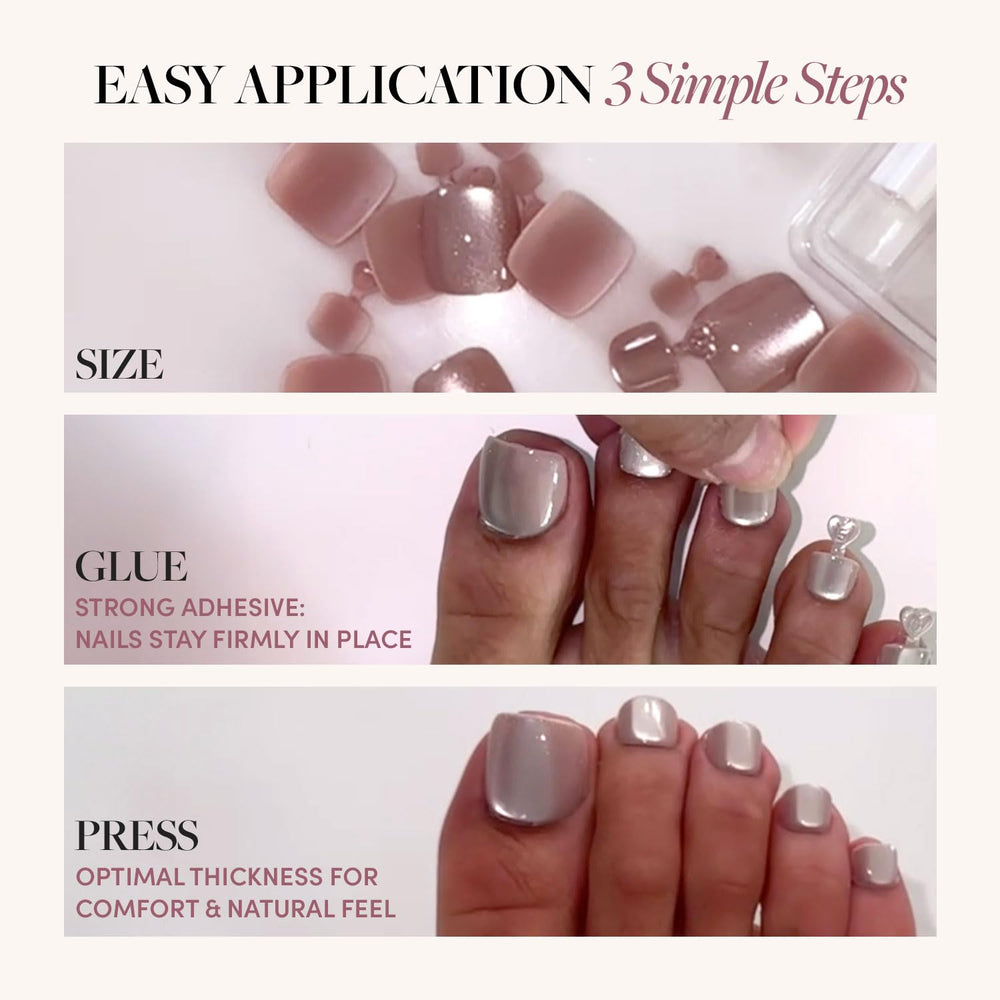 Glamnetic breakaway tabs enable easy, mess‑free toe nail placement.