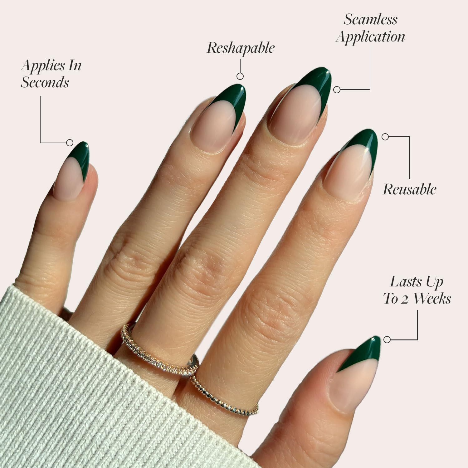 Glamnetic Château: base semi‑transparente vert foncé offrant un style discret et élégant.