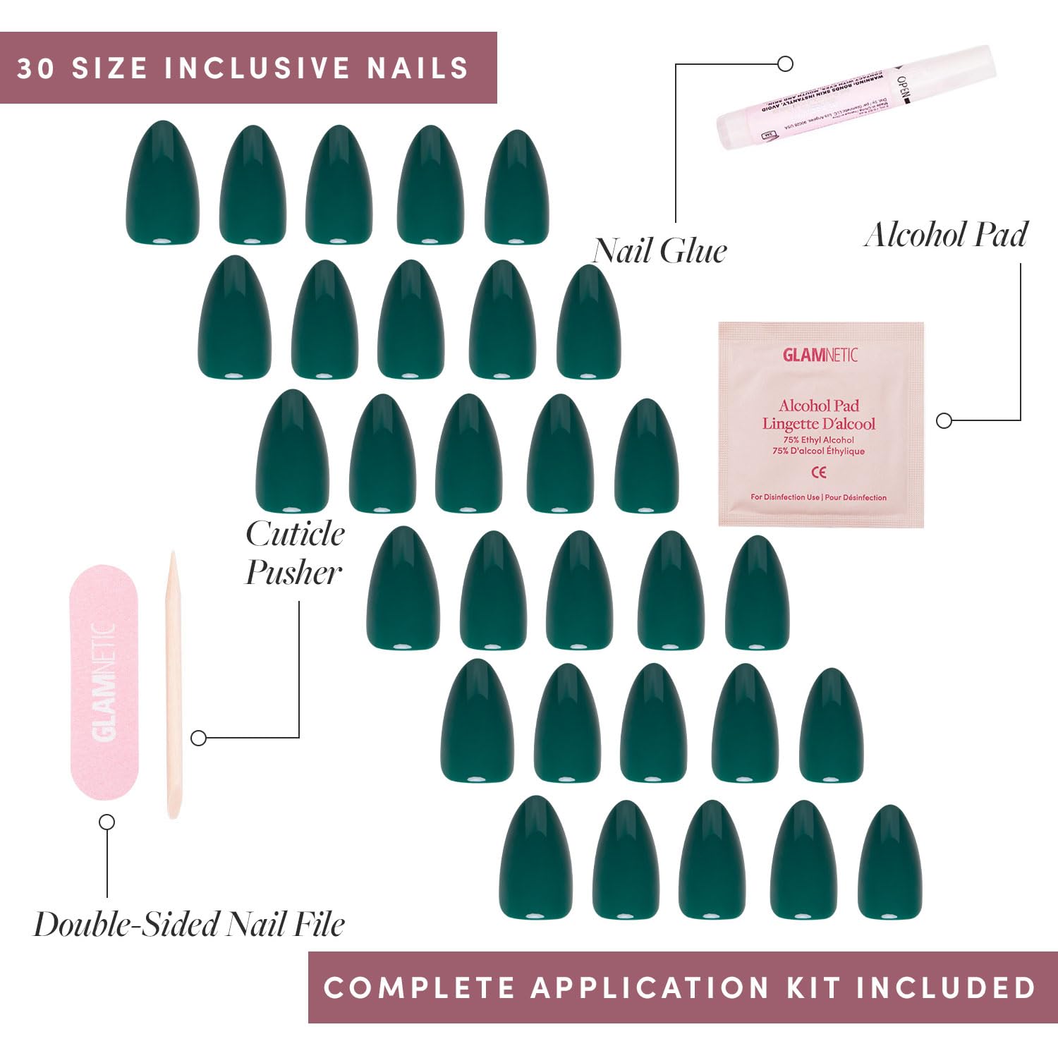 Boîte de rangement Glamnetic pour ongles émeraude, organisation pratique.