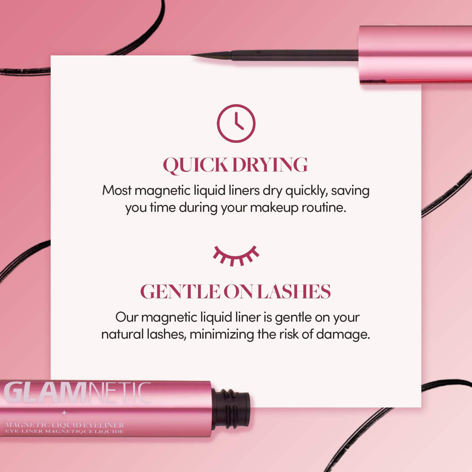 Glamnetic Eyeliner liquide noir ergonomique facilite l'application pour debutants