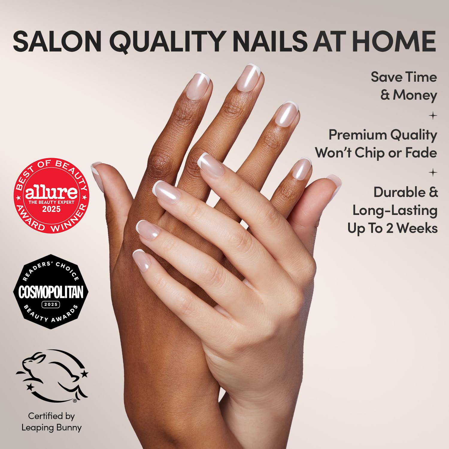 Glamnetic La Perle : échantillon d’ongles pour visualiser couleur et forme.