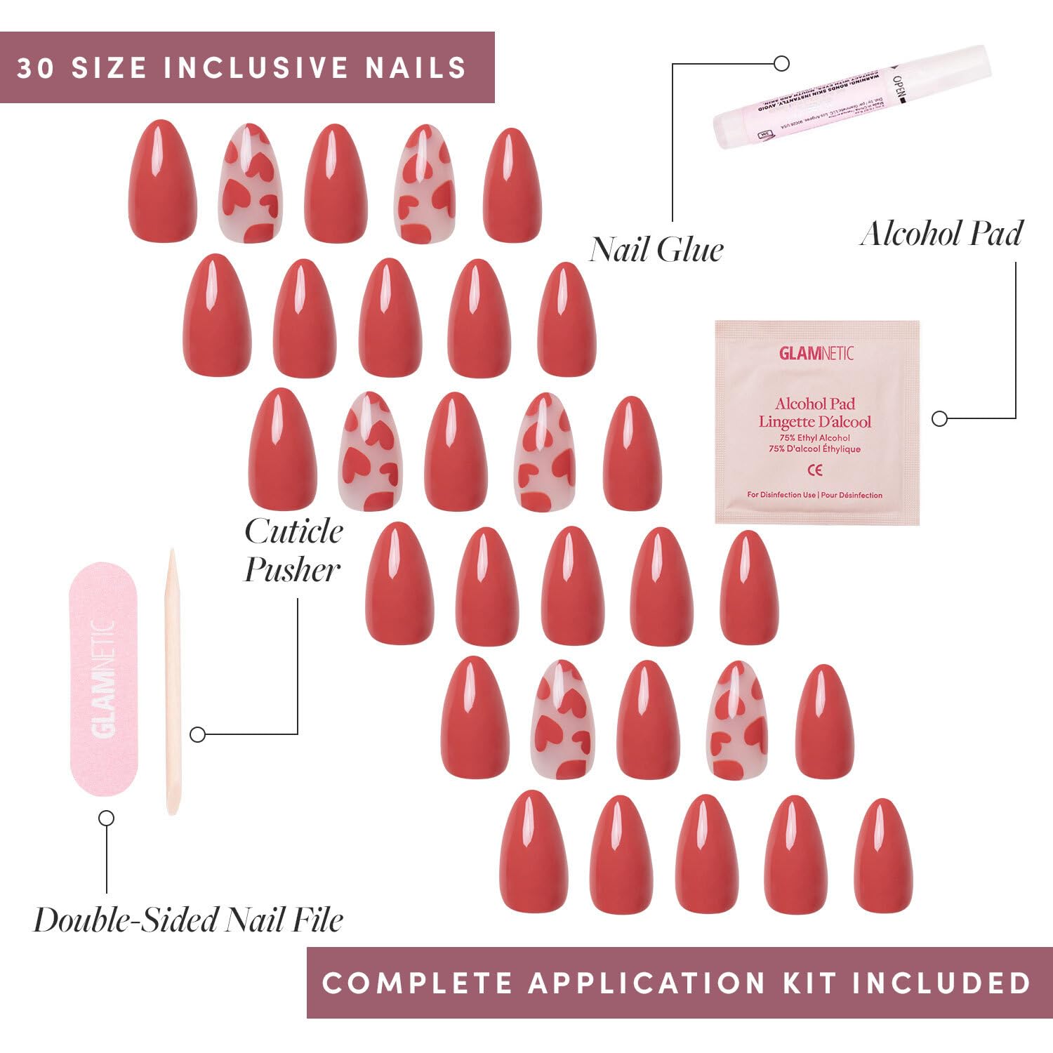 Glamnetic Love Me 15 sizes kit ensures a custom fit.