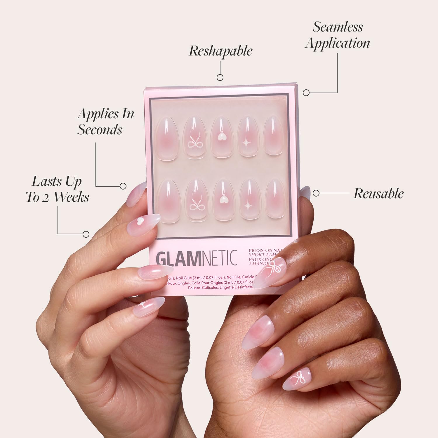 Ongles courts en amande, confort quotidien et style moderne.