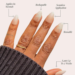Glamnetic Ongles amande courts, confortables et polyvalents.