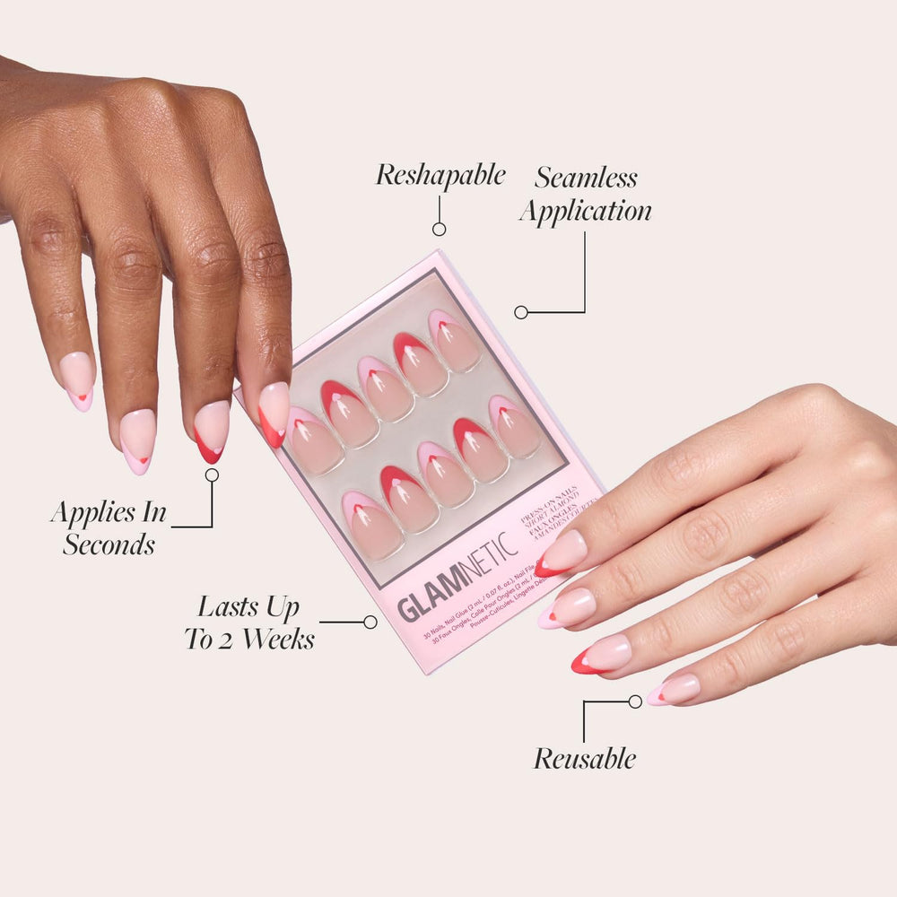Ongles autocollants Glamnetic courts en amande faciles à poser