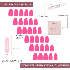 Glamnetic onglets autocollants rose brillant court-oval, confort et style chic.