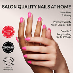 Glamnetic onglets autocollants rose néon brillant, fini opaque durable et tendance.