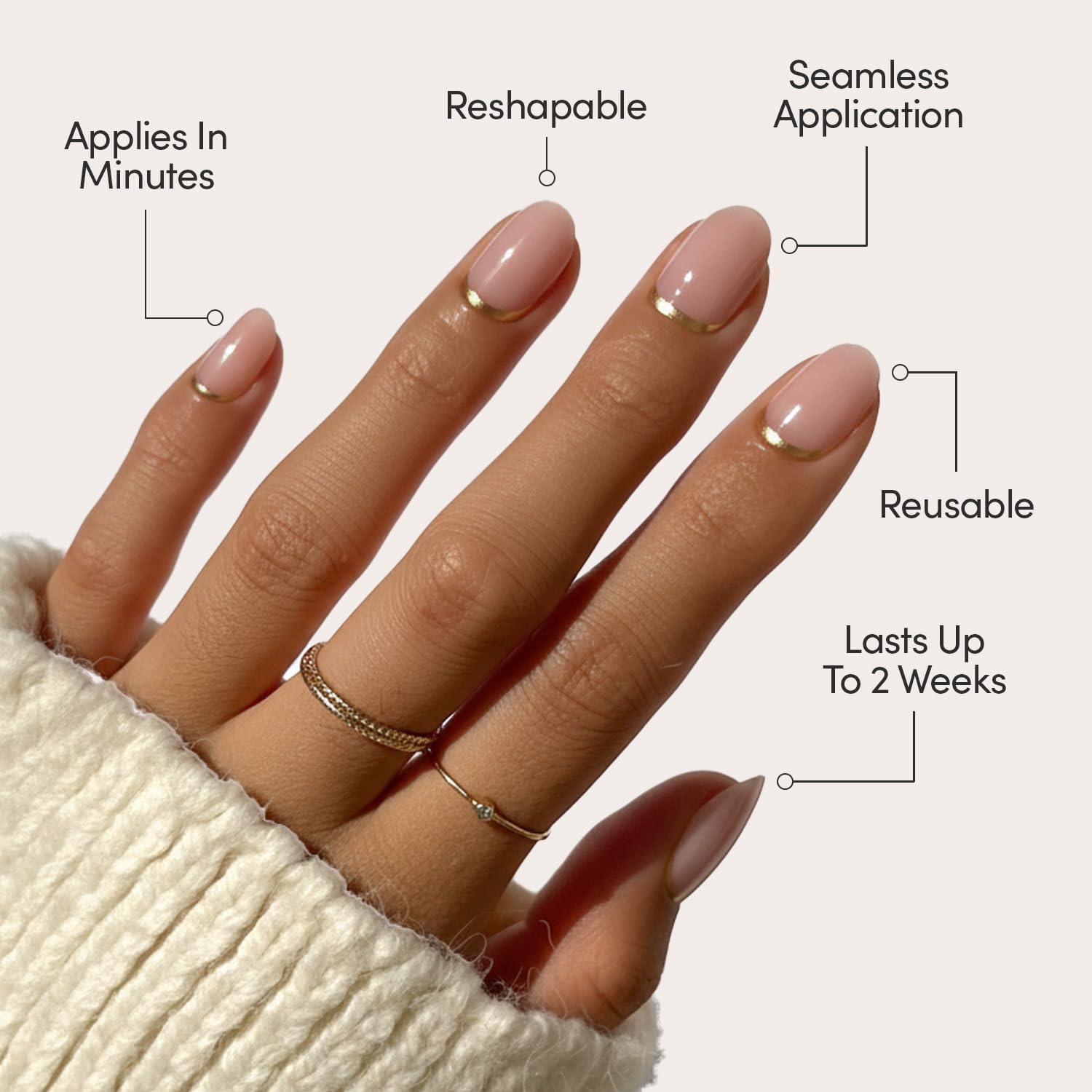 Glamnetic ongles courts et ronds, look naturel pour le quotidien.