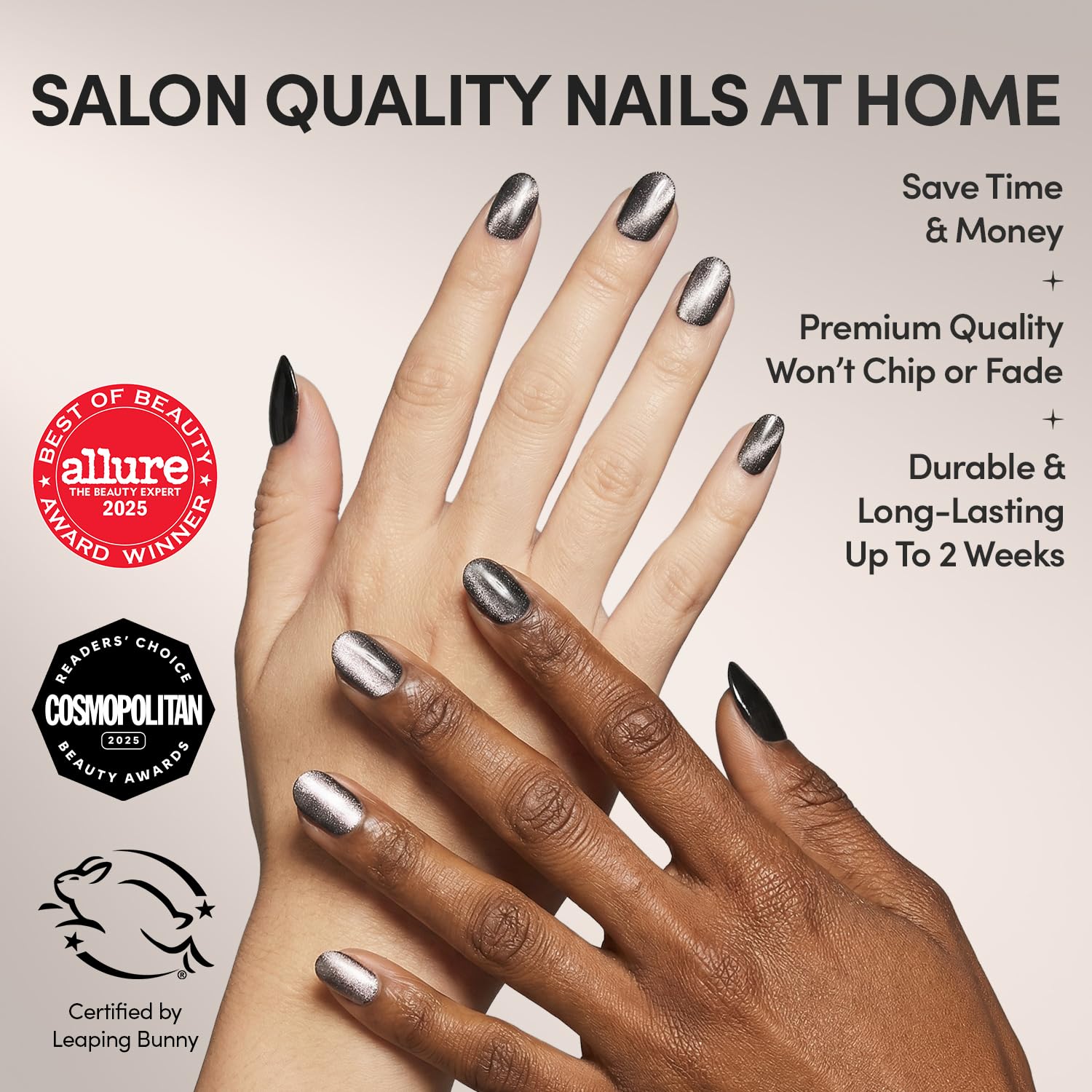 Glamnetic ongles forme arrondie courte, confort quotidien et look soigné.