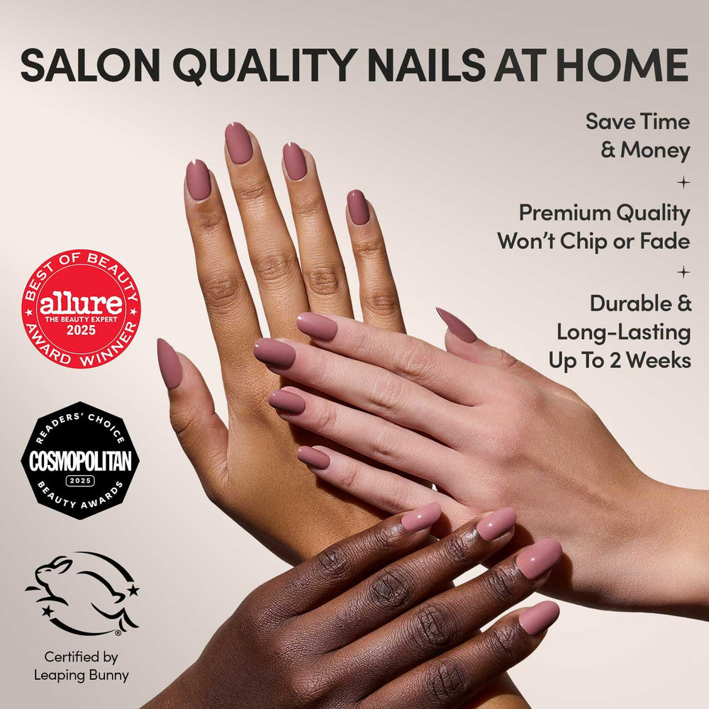 Glamnetic Mauve Mood finition brillante sur ongles à poser.