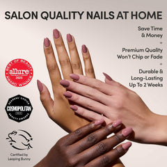 Glamnetic Mauve Mood finition brillante sur ongles à poser.