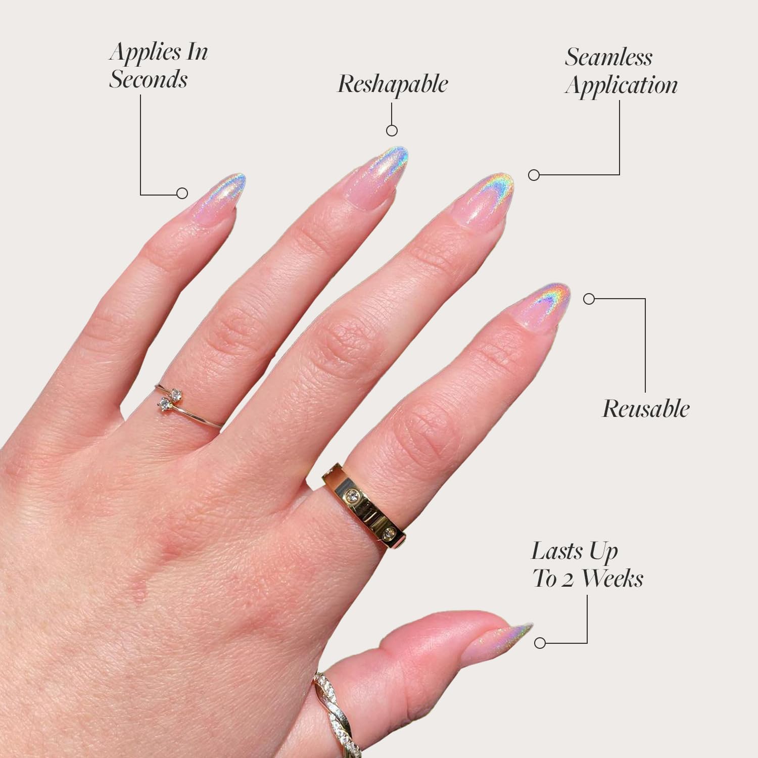 Glamnetic Winter Storm: kit complet de 30 ongles, 15 tailles, ajustement personnalisé et accessoires inclus.