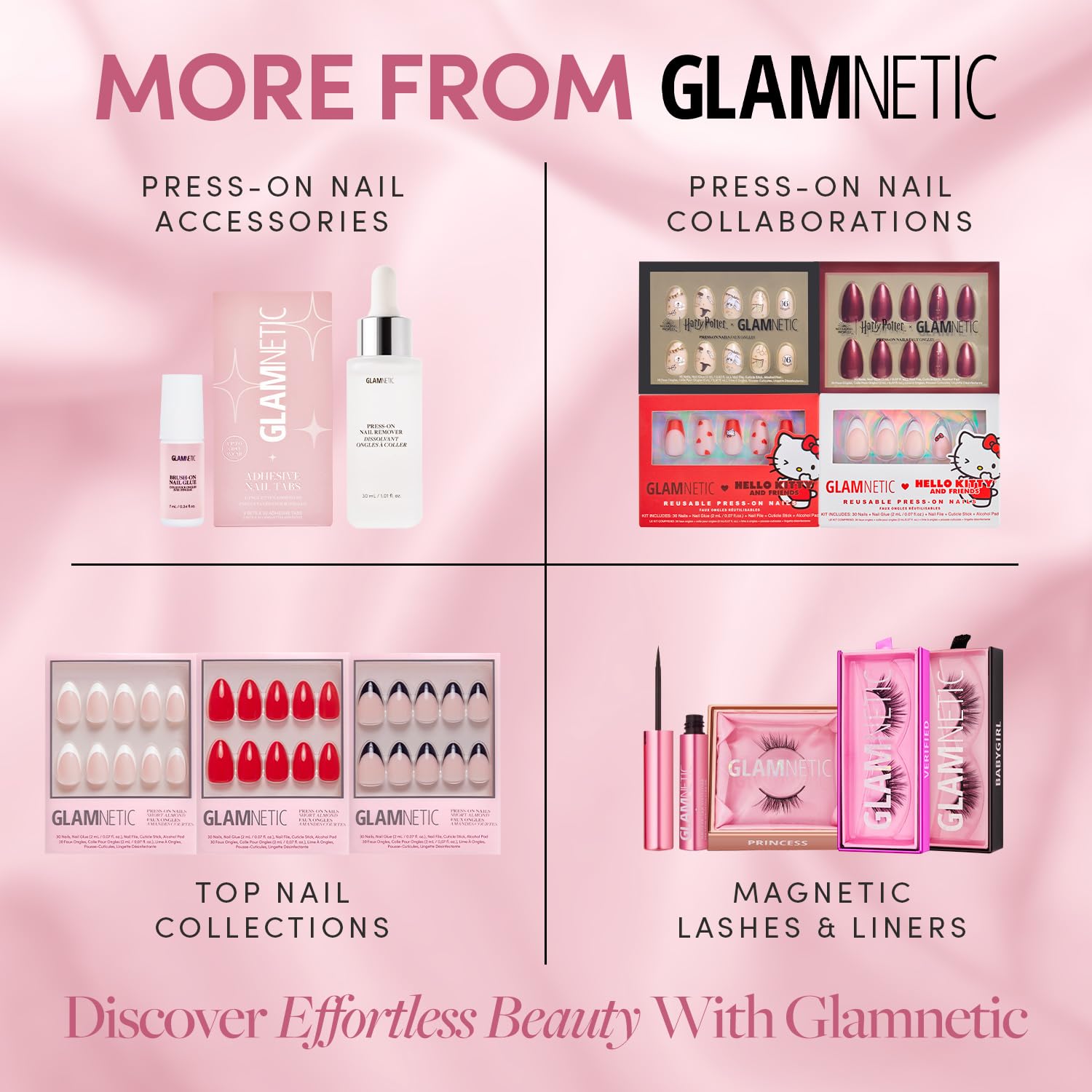 Rangement et accessoire pratique pour ongles Glamnetic rose ballet.