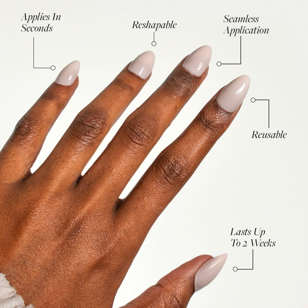 Ongles Glamnetic rose ballet, fini brillant et lisse pour un look soigné.