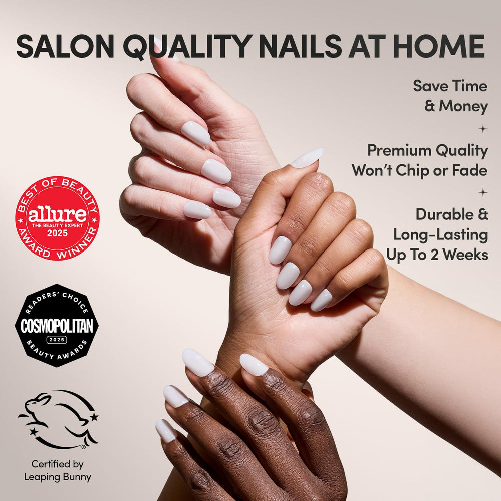 Ongles Glamnetic à poser lait de bain, base transparente et naturelle.