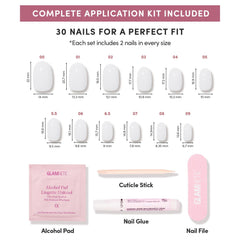 Ongles Glamnetic à poser lait de bain, étui de rangement inclus.