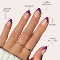 Glamnetic Plum ongles en forme amande courts avec finition brillante.