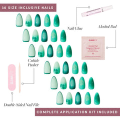 Glamnetic Siren Green kit de 30 ongles pour ajustement personnalisé.