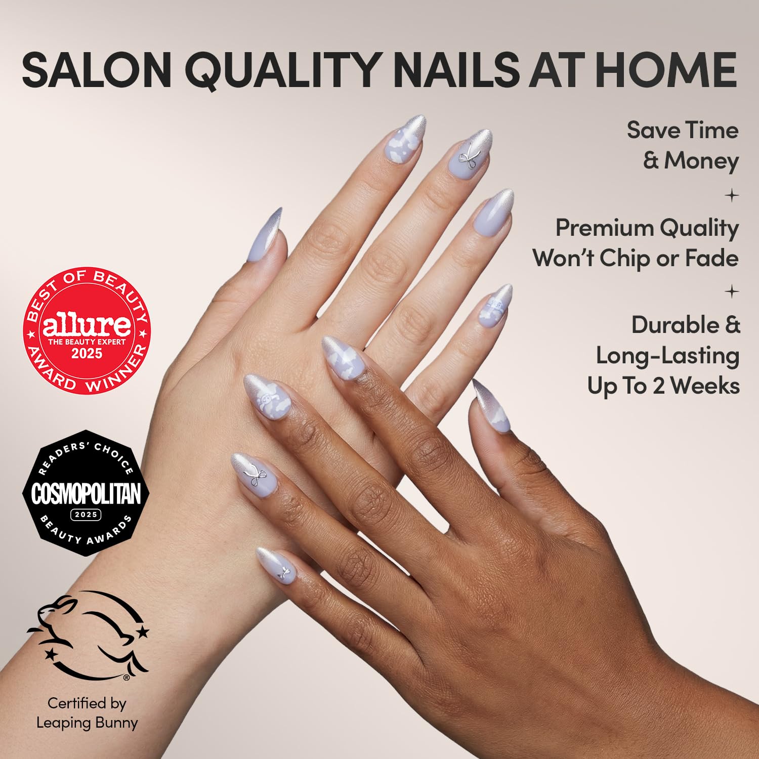 Glamnetic pale blue velvet finish nails with smooth, sophisticated texture.
