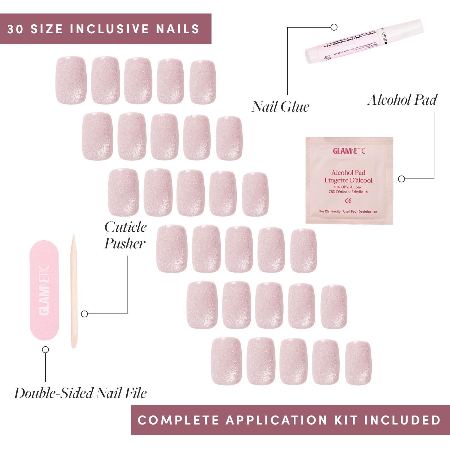 Glamnetic Pinky Promise – étui rangement inclus, stockage pratique.