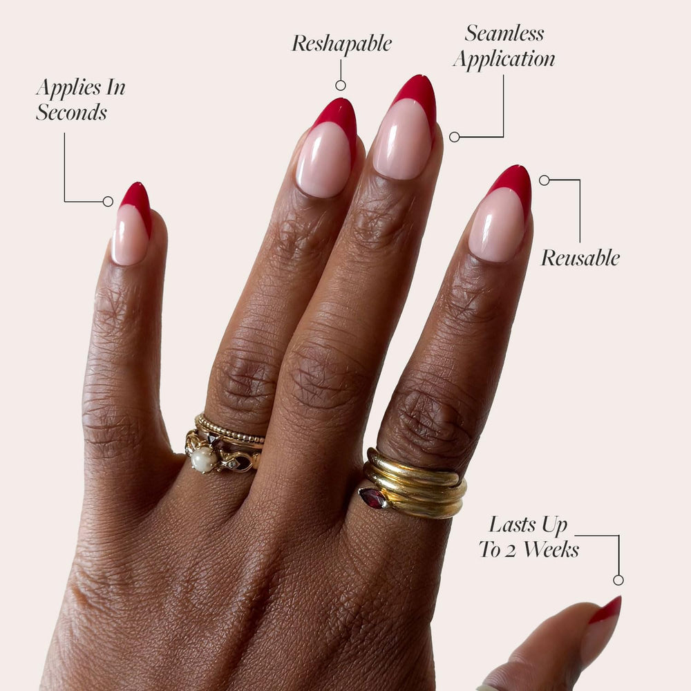 Glamnetic Rose Garden – pointe rouge semi-transparente pour style chic