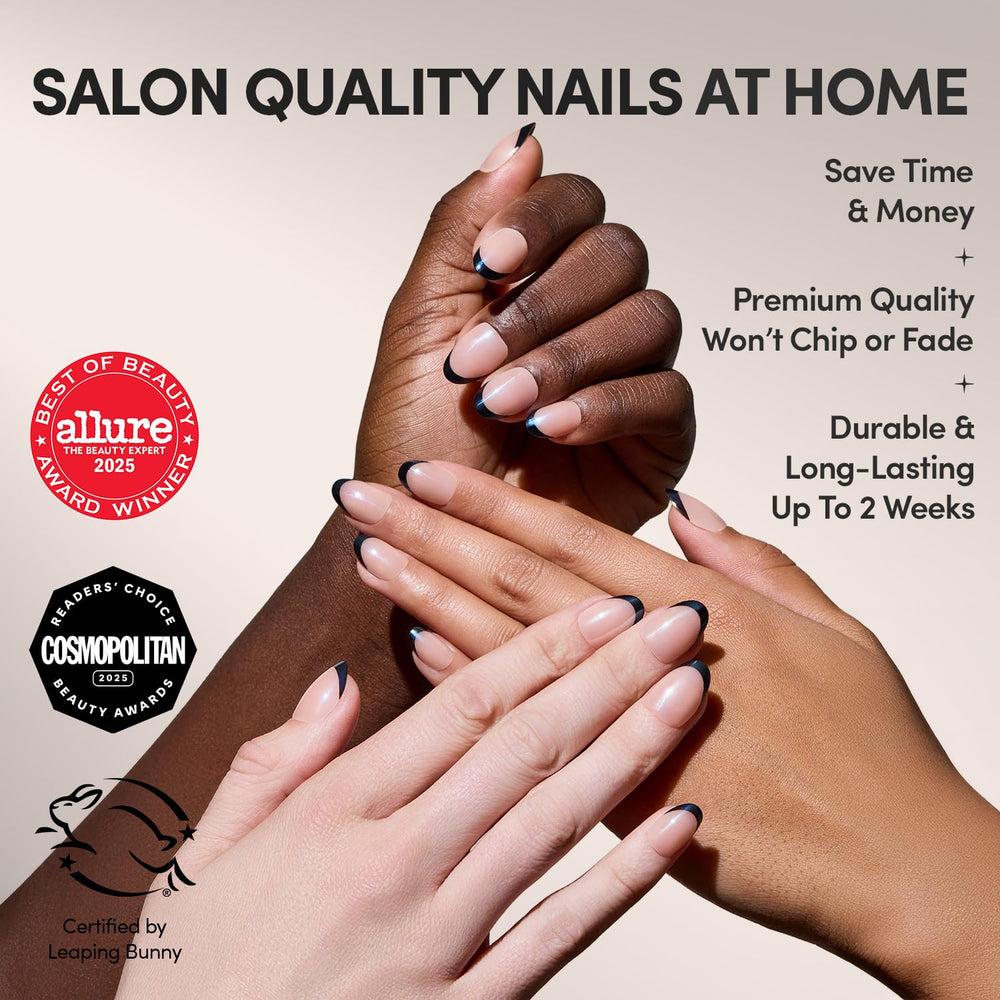 Glamnetic Smoke Salt : ongles courts et ovales pour une manucure polyvalente.