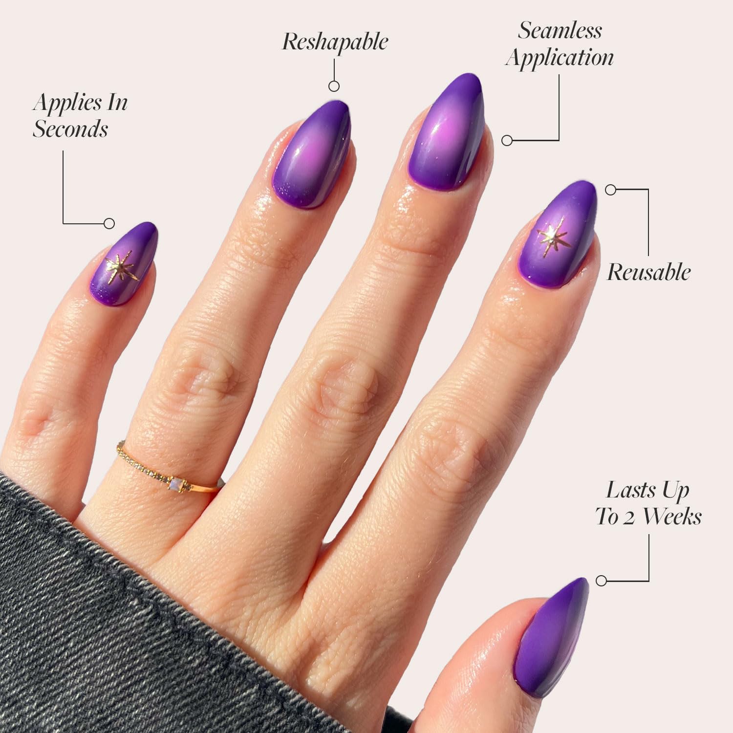 Glamnetic Tarot: Forme almond violette pour un style élégant.