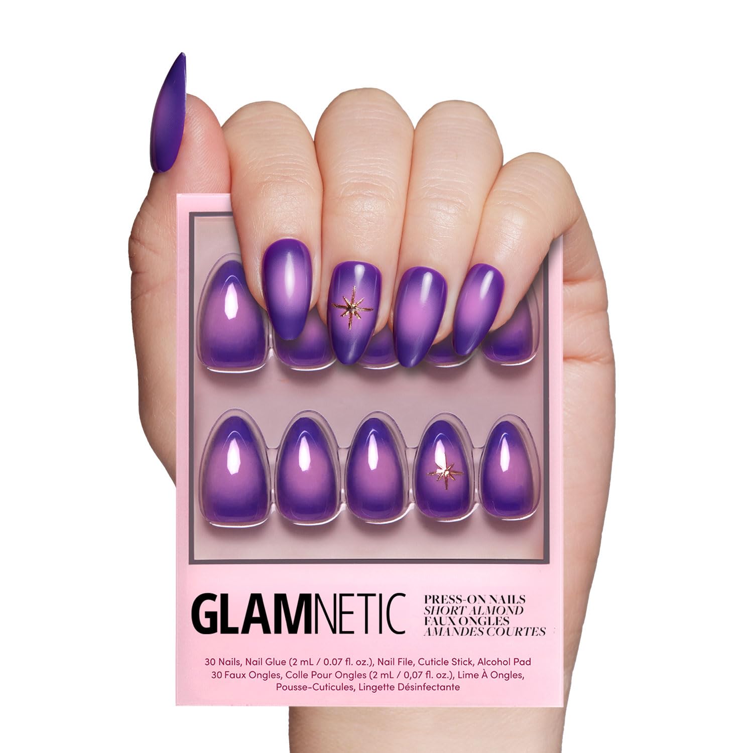 Glamnetic Tarot: Ongles press-on ombrés violets pour un look chic et rapide.