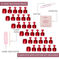 Glamnetic nail glue and double‑sided file for precise application.