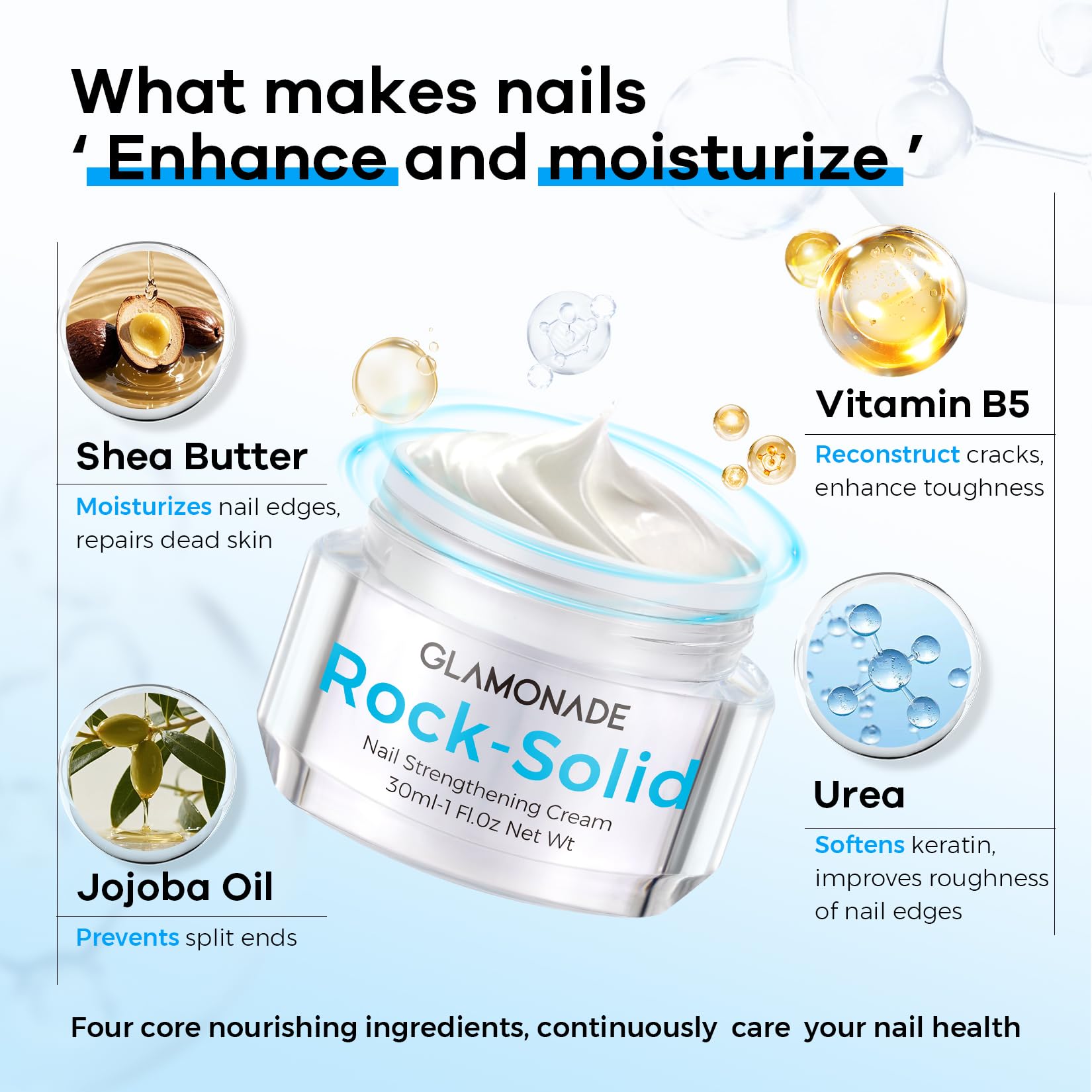 Glamonade hydratation-cuticules: cuticules sèches nourries et souples.